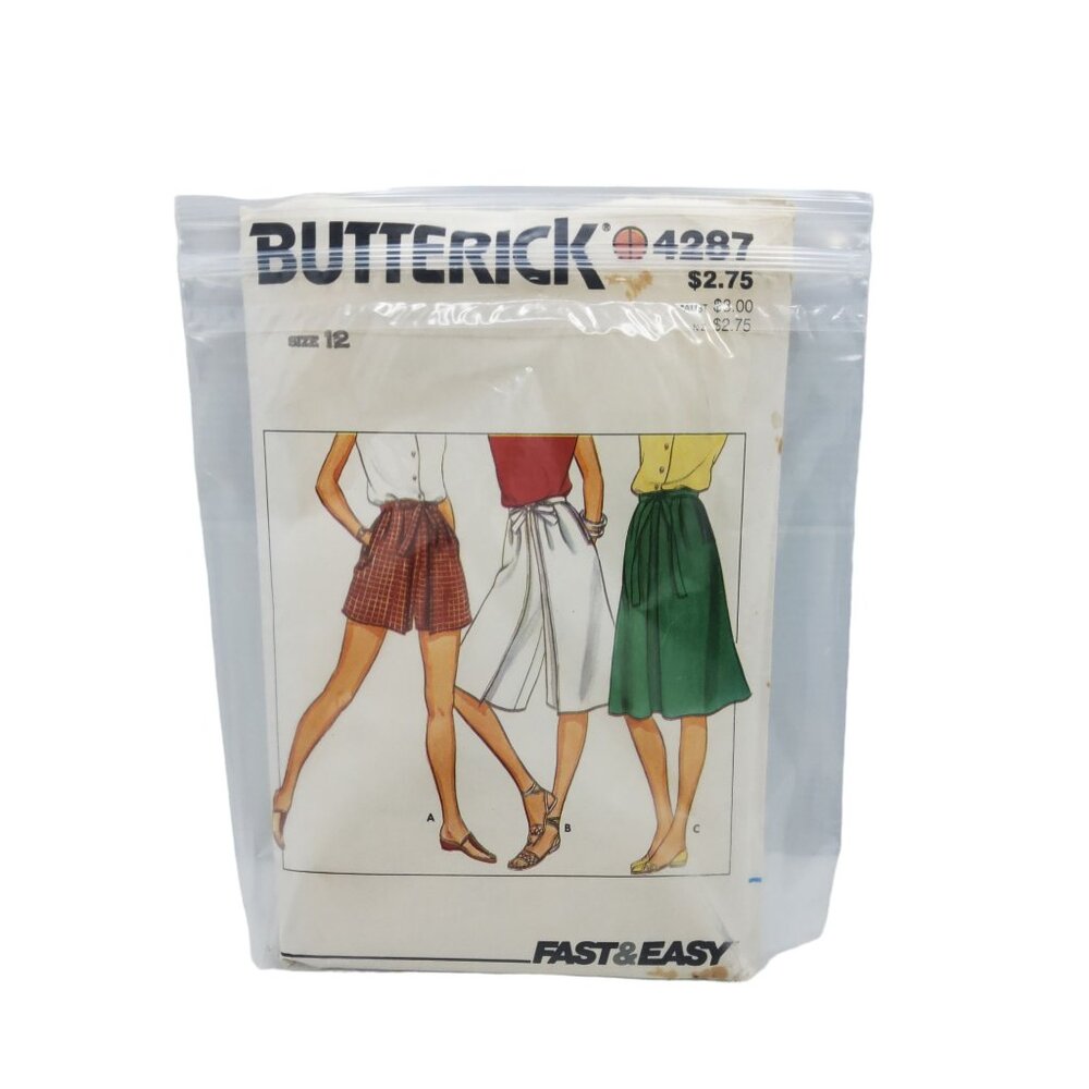 vintage butterick size 12 misses colottes and skirt pattern #4287